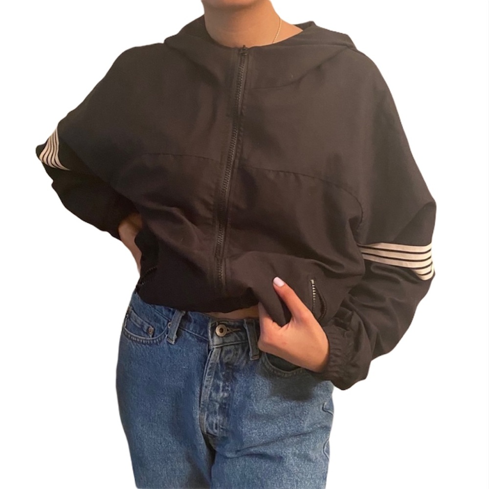 Forever 21 Black White Wind Breaker Zip Up Sweater